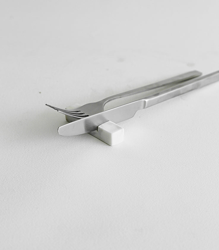 Set of 4 marble Cutlery Rests – White
