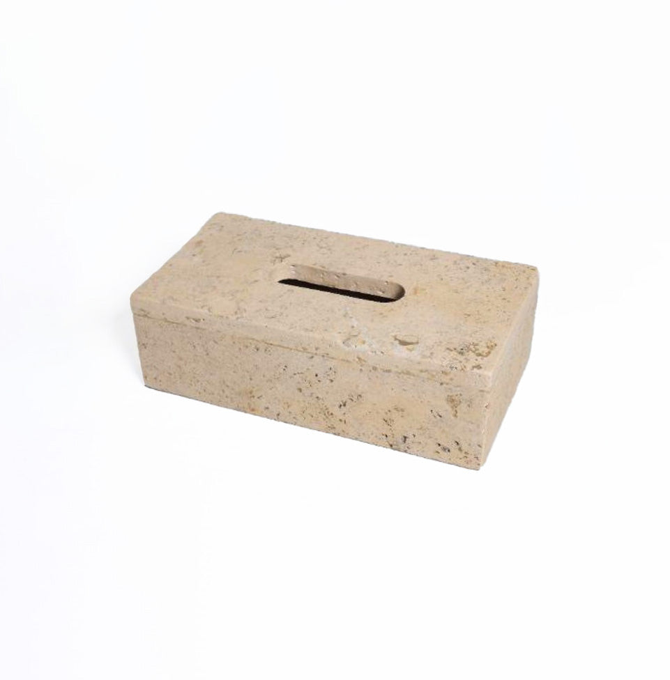 Marble Tissue Box – Travertine